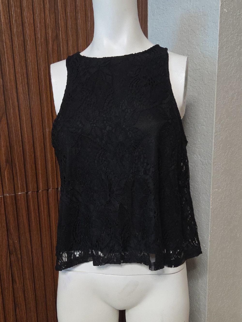 Black Lace High-Neck Camisole Large Zs [1016]